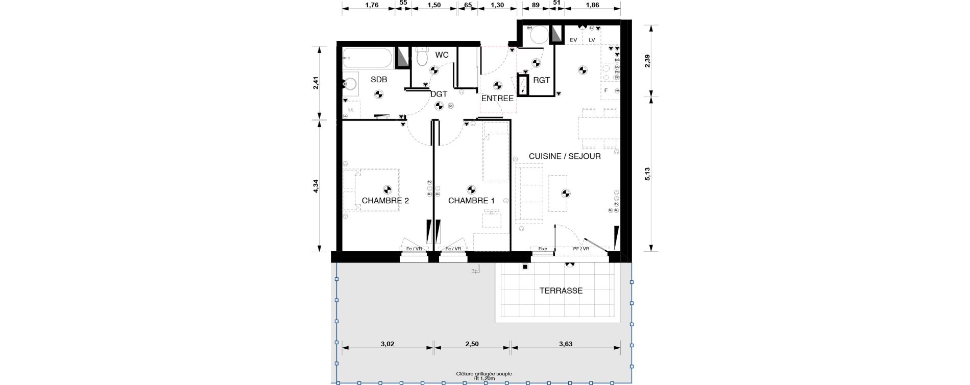 Appartement T3 de 63,00 m2 &agrave; Blaye Centre