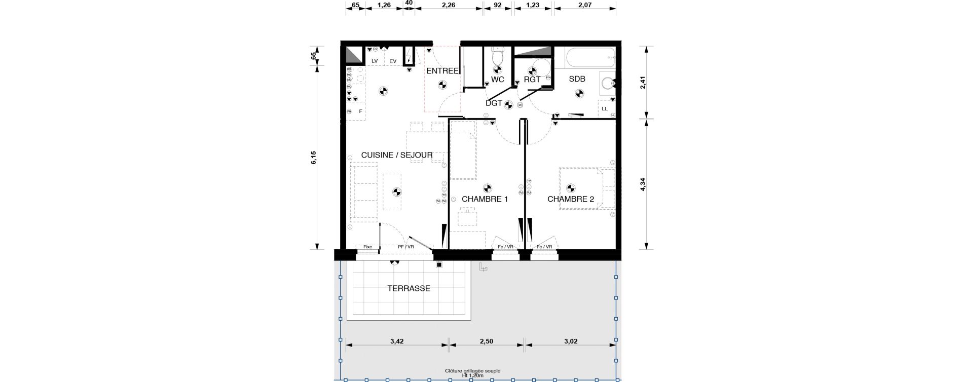 Appartement T3 de 59,00 m2 &agrave; Blaye Centre