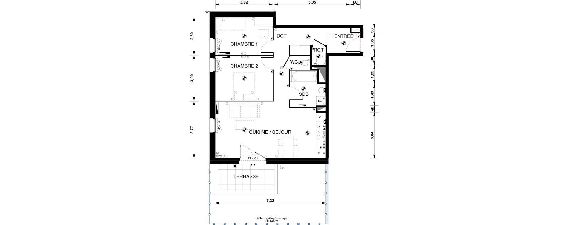 Appartement T3 de 67,30 m2 &agrave; Blaye Centre