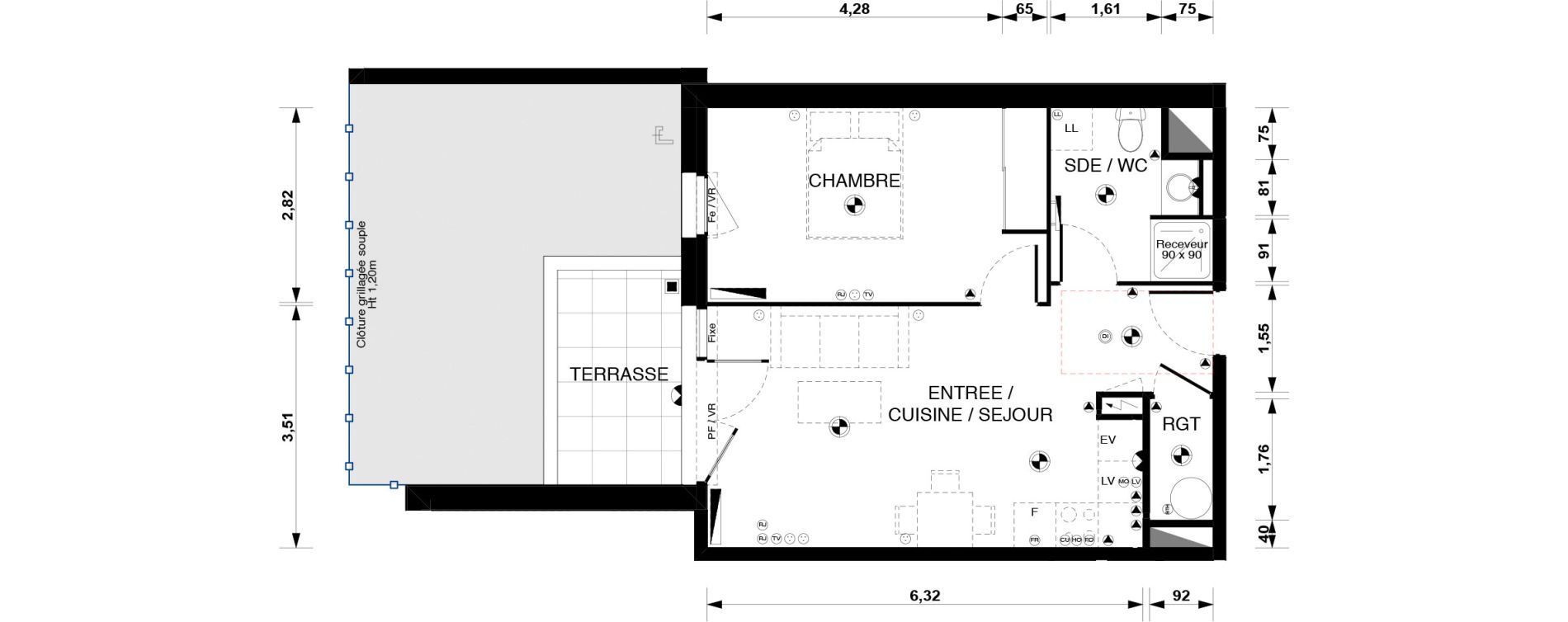 Appartement T2 de 44,60 m2 &agrave; Blaye Centre