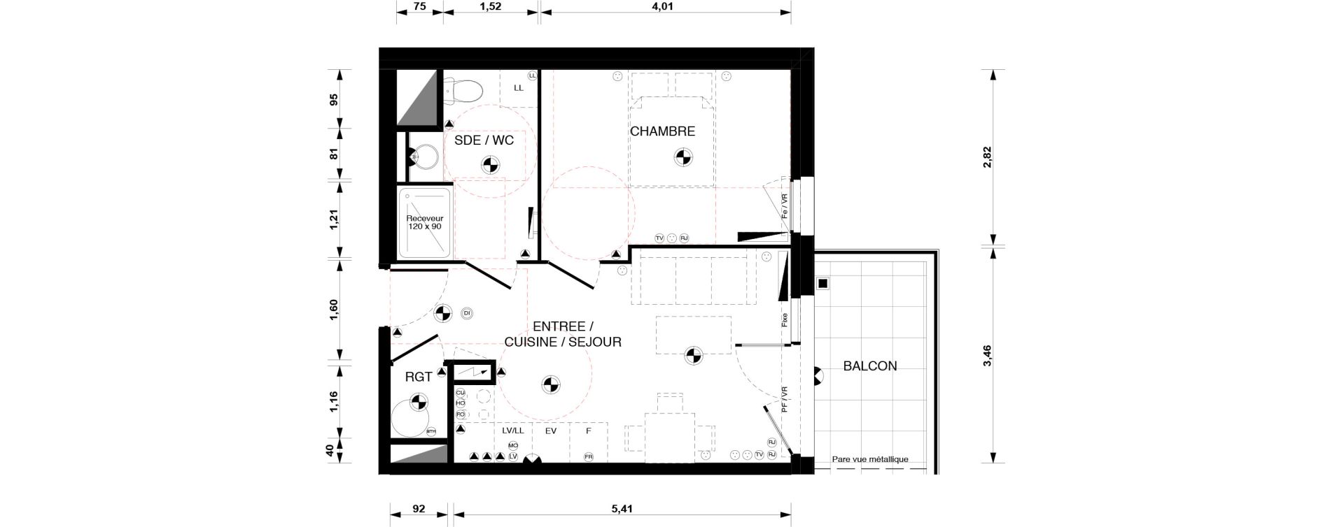 Appartement T2 de 38,10 m2 &agrave; Blaye Centre