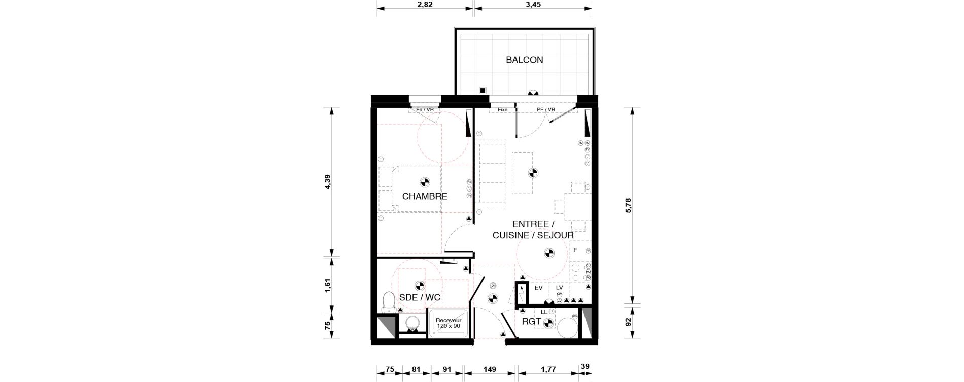 Appartement T2 de 40,80 m2 &agrave; Blaye Centre