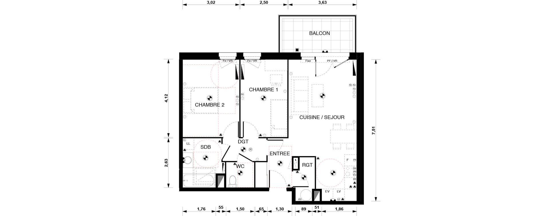 Appartement T3 de 62,90 m2 &agrave; Blaye Centre