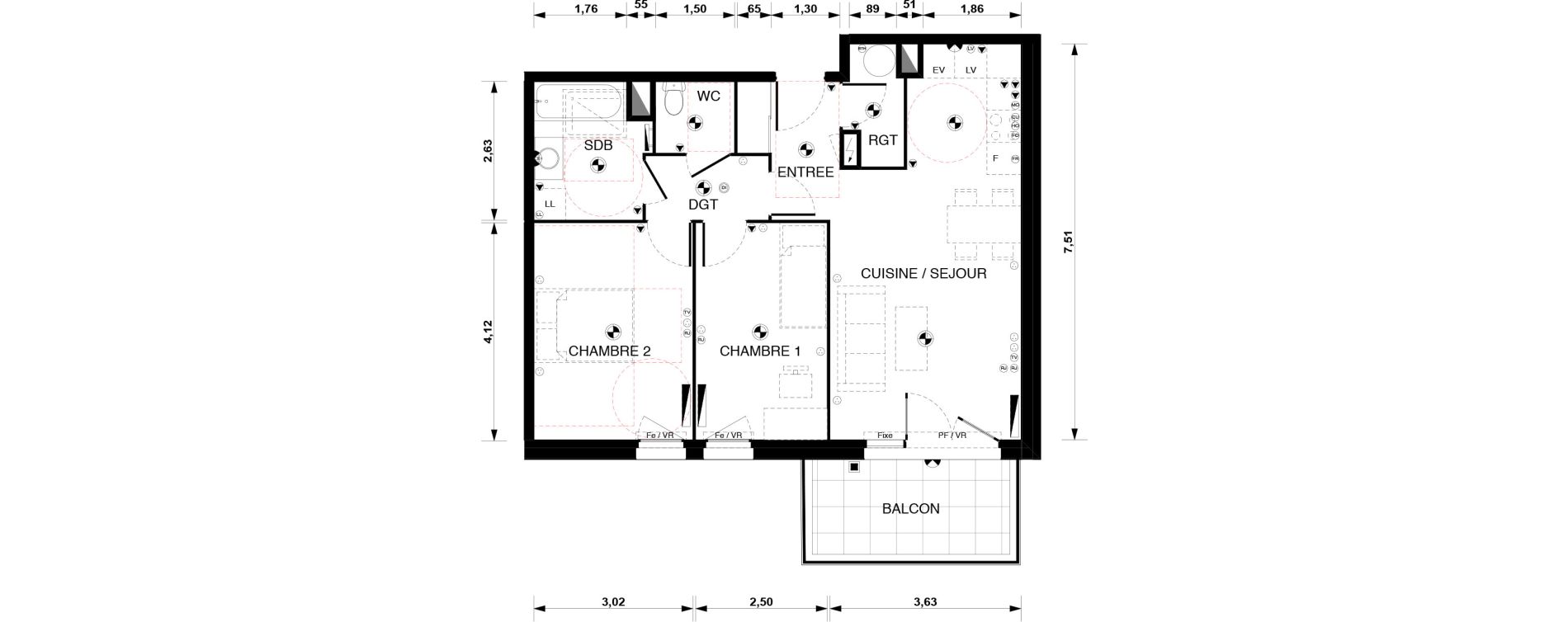 Appartement T3 de 62,90 m2 &agrave; Blaye Centre