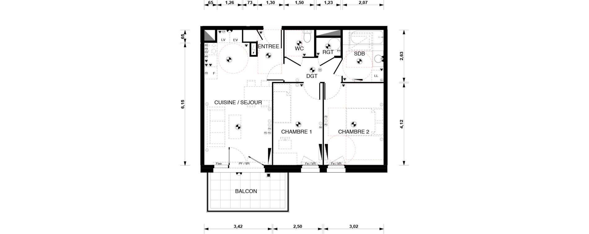 Appartement T3 de 58,70 m2 &agrave; Blaye Centre