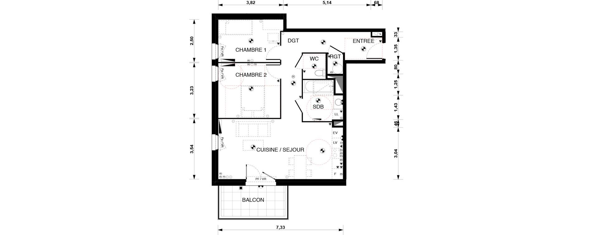 Appartement T3 de 67,70 m2 &agrave; Blaye Centre