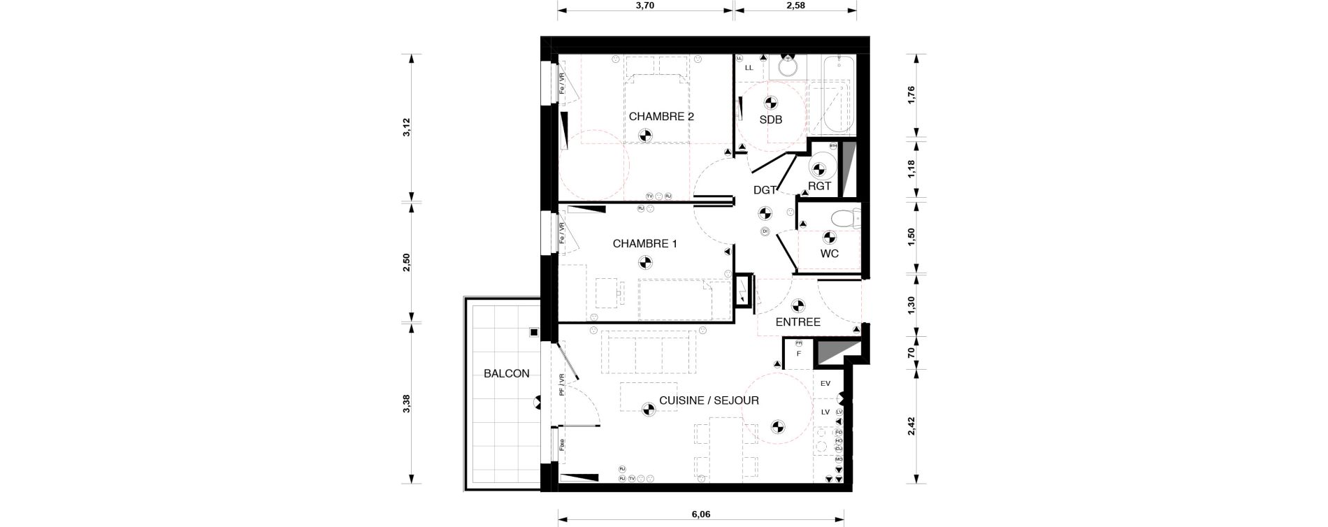 Appartement T2 de 54,50 m2 &agrave; Blaye Centre