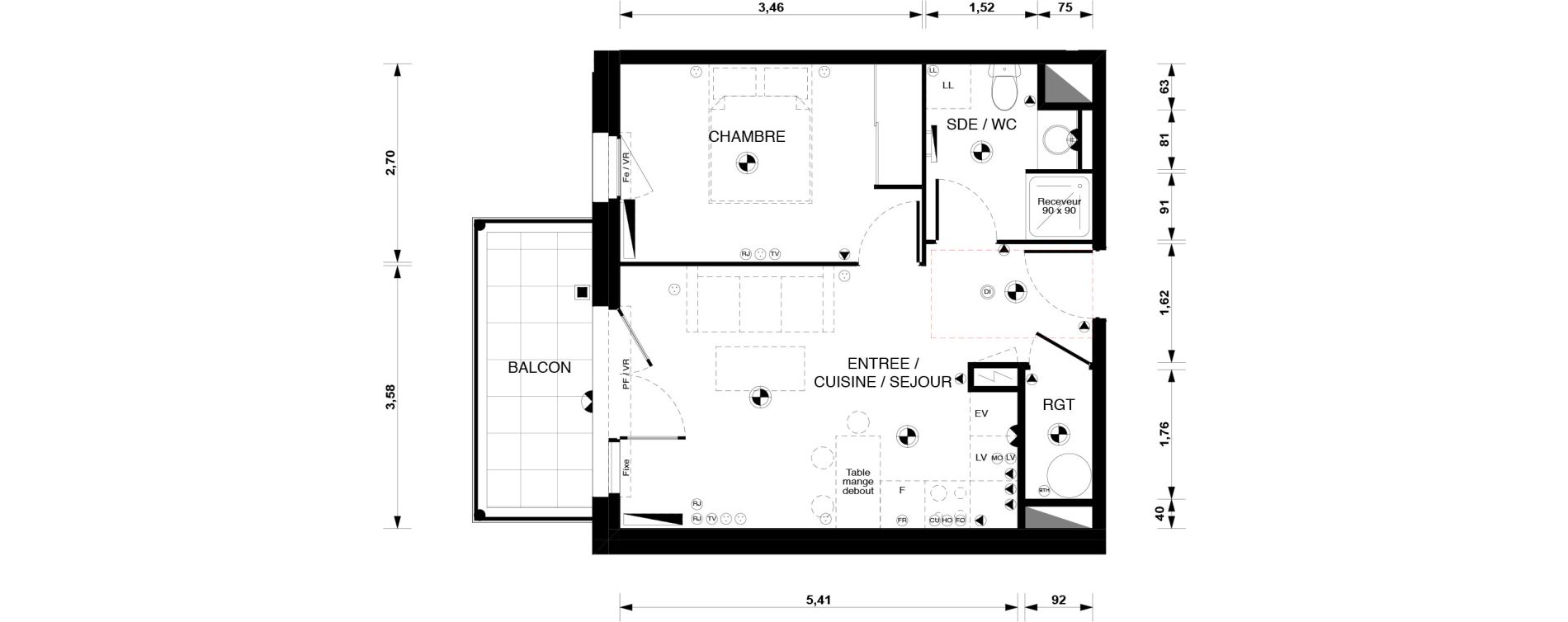 Appartement T2 de 38,60 m2 &agrave; Blaye Centre