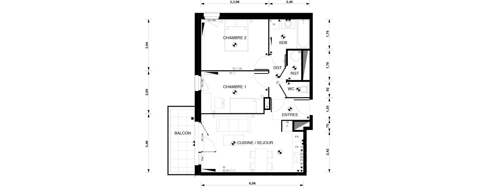 Appartement T3 de 54,30 m2 &agrave; Blaye Centre