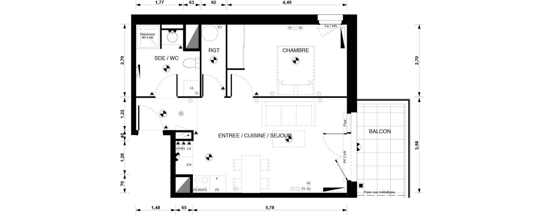 Appartement T2 de 44,40 m2 &agrave; Blaye Centre