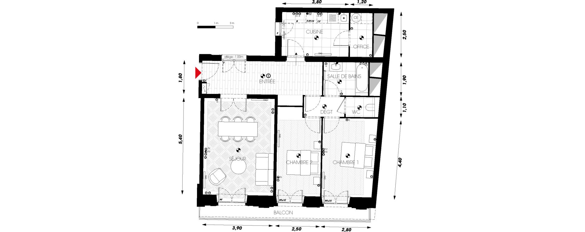 Appartement T3 de 80,80 m2 &agrave; Bordeaux Bordeaux saint-pierre