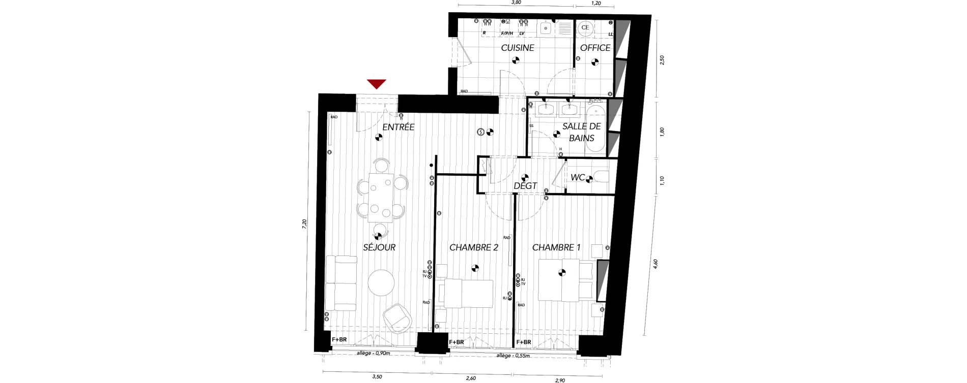 Appartement T3 de 78,40 m2 &agrave; Bordeaux Bordeaux saint-pierre