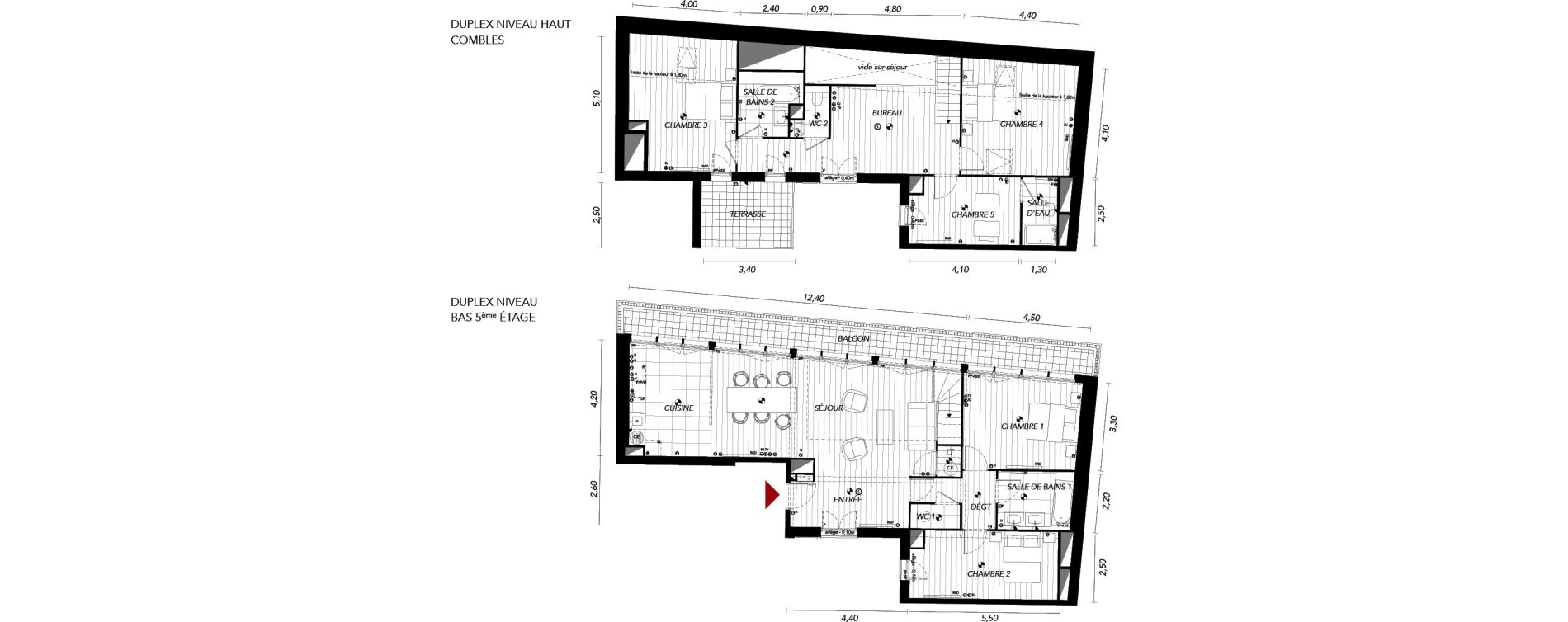 Duplex T6 de 156,80 m2 &agrave; Bordeaux Bordeaux saint-pierre