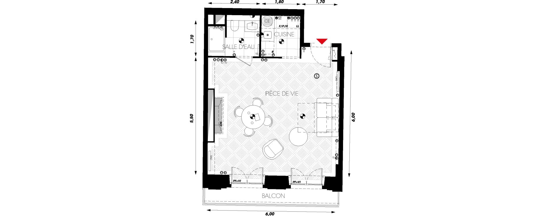 Appartement T1 de 39,40 m2 &agrave; Bordeaux Bordeaux saint-pierre