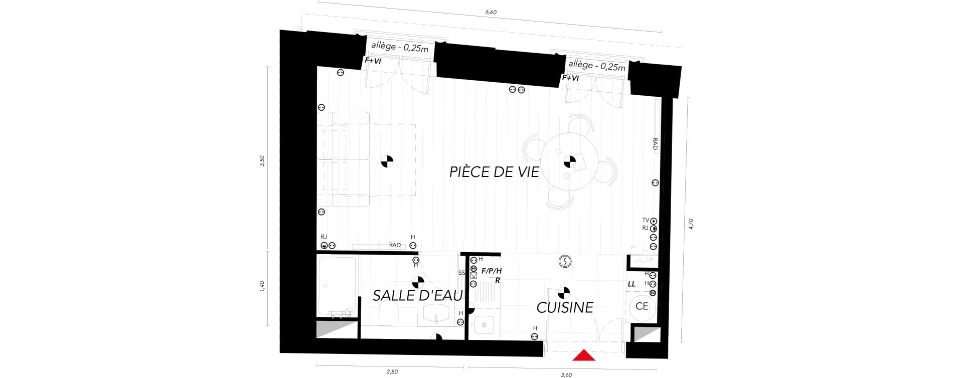 Appartement T1 de 30,50 m2 &agrave; Bordeaux Bordeaux saint-pierre