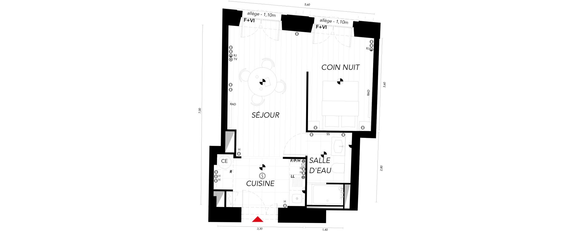 Appartement T1 de 33,20 m2 &agrave; Bordeaux Bordeaux saint-pierre