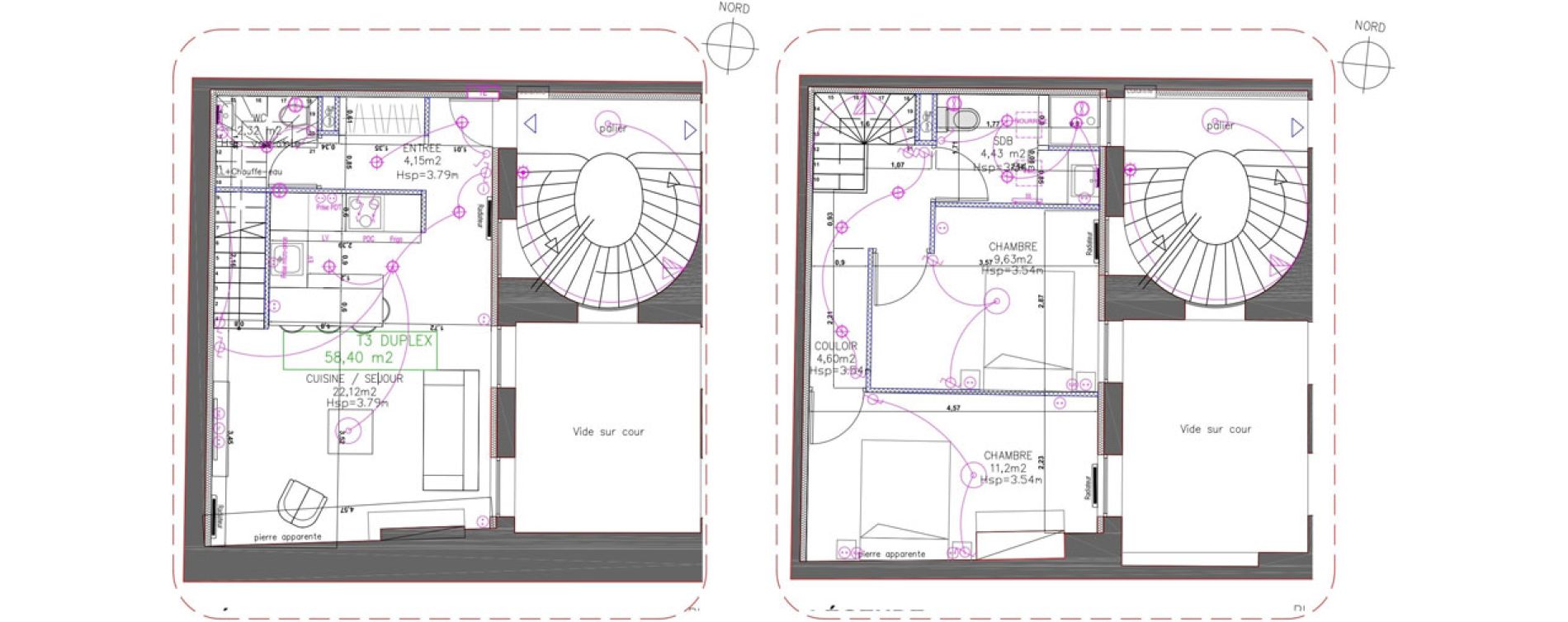 Duplex T3 de 58,40 m2 &agrave; Bordeaux Capucins victoire