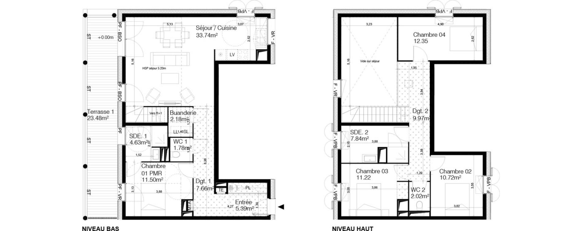 Duplex T5 de 121,00 m2 &agrave; Bordeaux Ginko