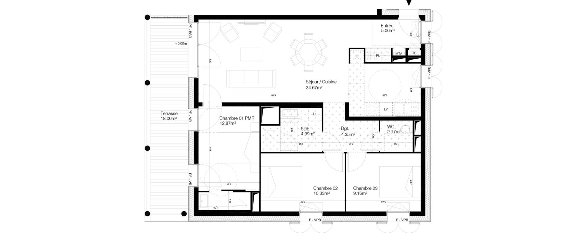 Appartement T4 de 83,61 m2 &agrave; Bordeaux Ginko