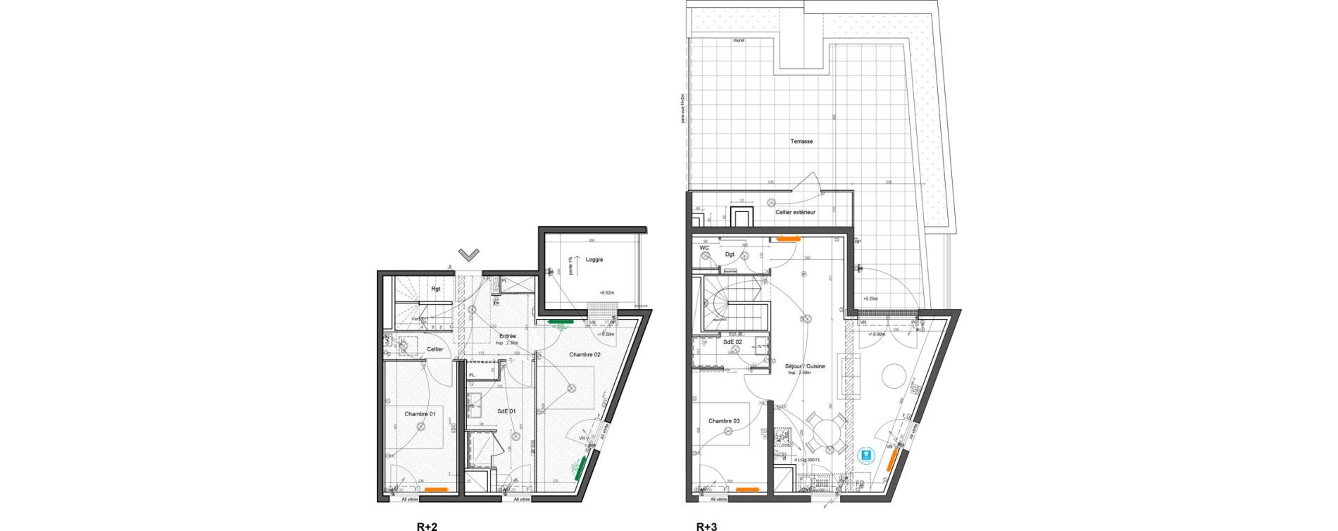Duplex T4 de 91,70 m2 &agrave; Bordeaux Bastide