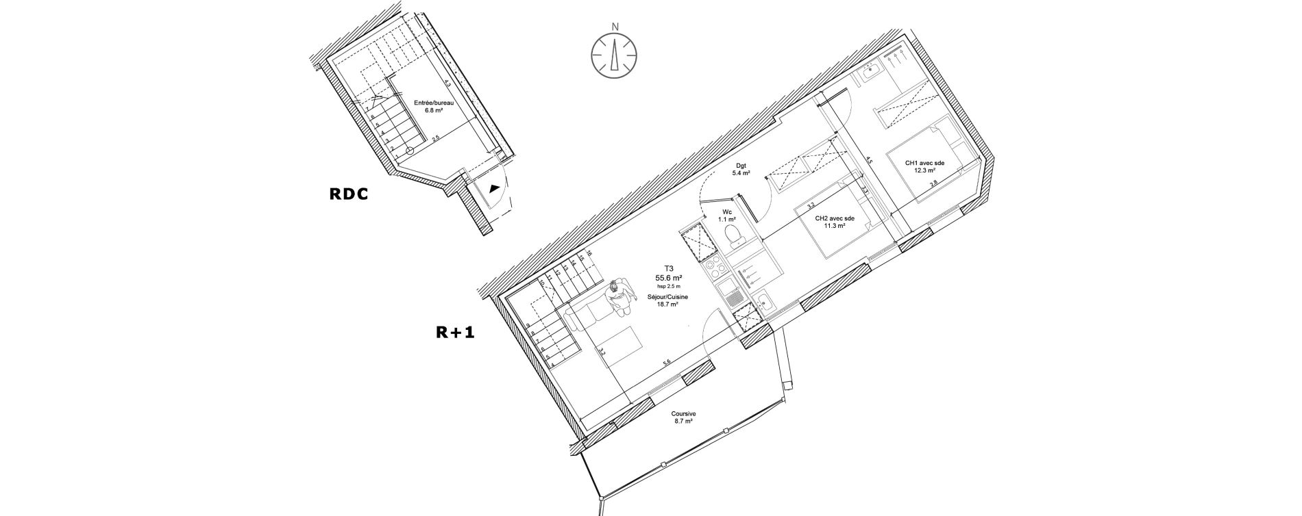 Appartement T3 de 55,60 m2 &agrave; Bordeaux Saint-seurin