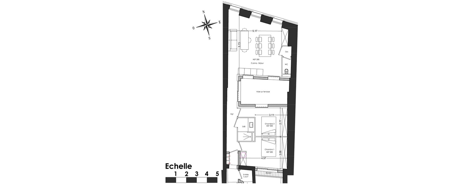 Appartement T3 de 65,10 m2 &agrave; Bordeaux Saint-michel