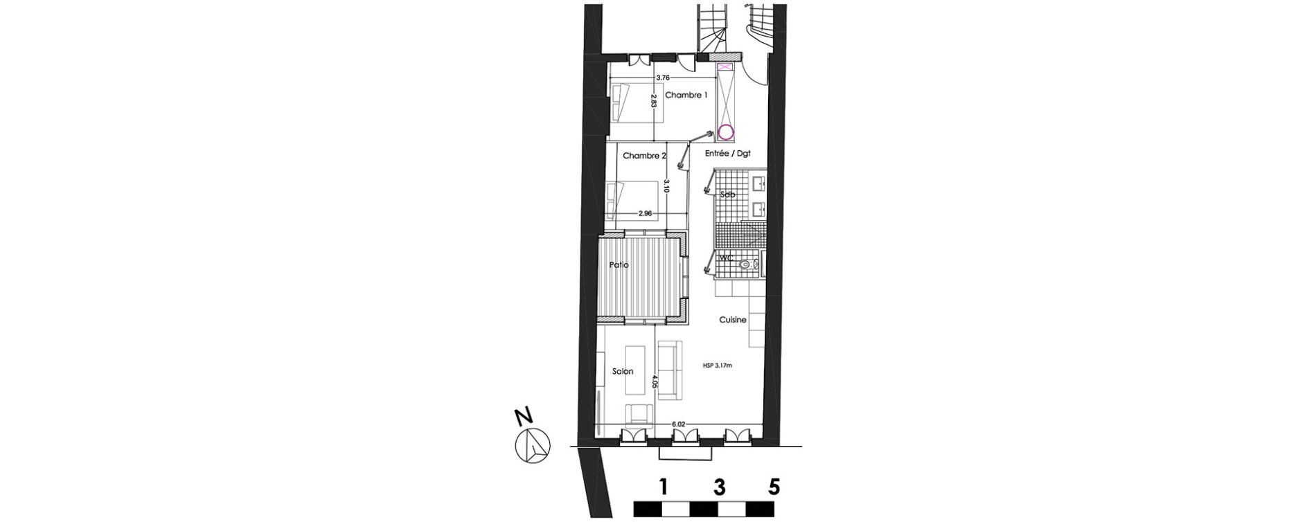 Appartement T3 de 67,20 m2 &agrave; Bordeaux Sud