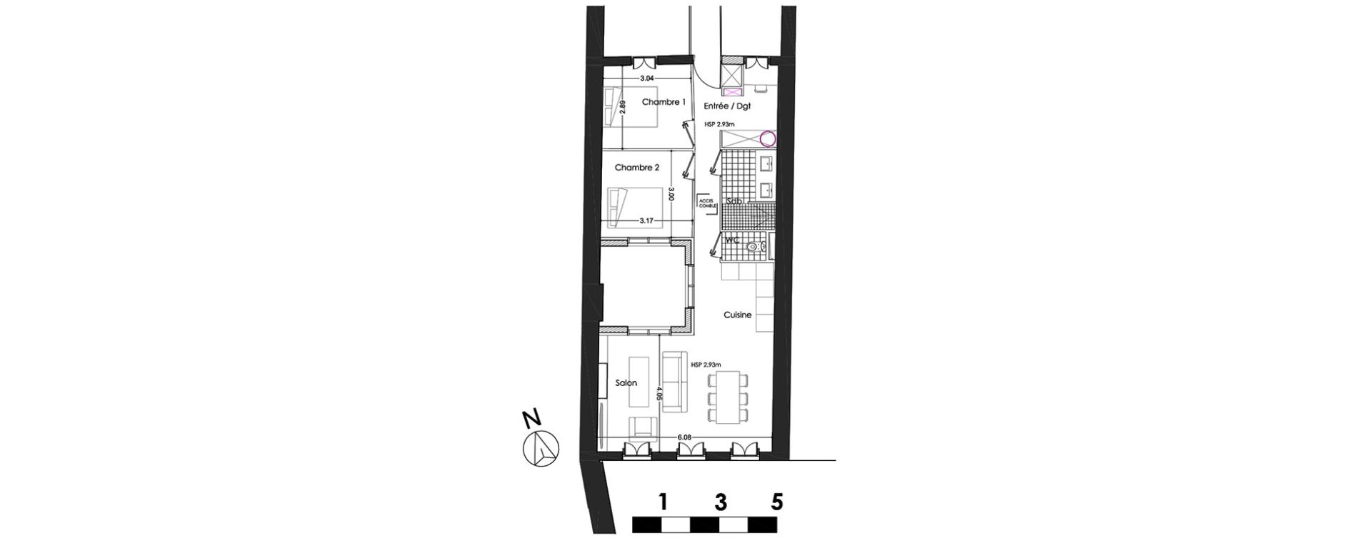 Appartement T3 de 69,60 m2 &agrave; Bordeaux Sud