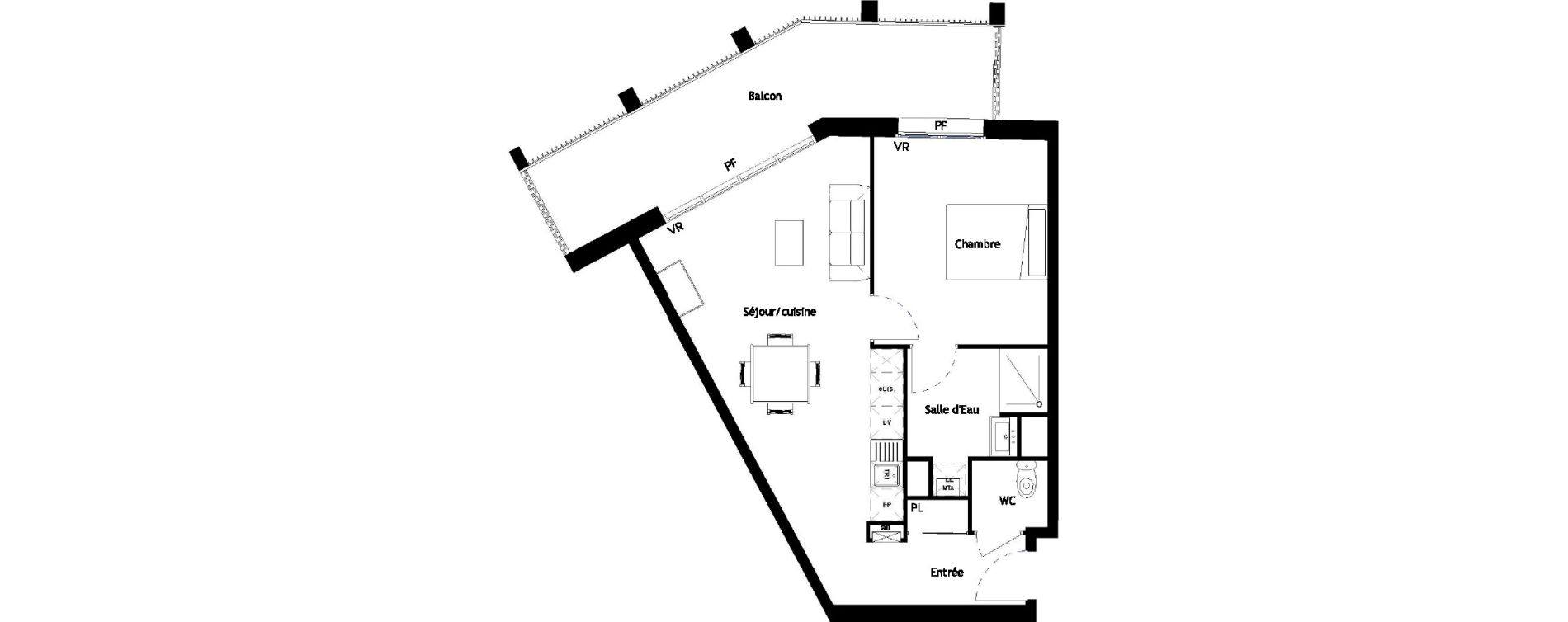 Appartement T2 de 48,17 m2 &agrave; Bordeaux Bastide