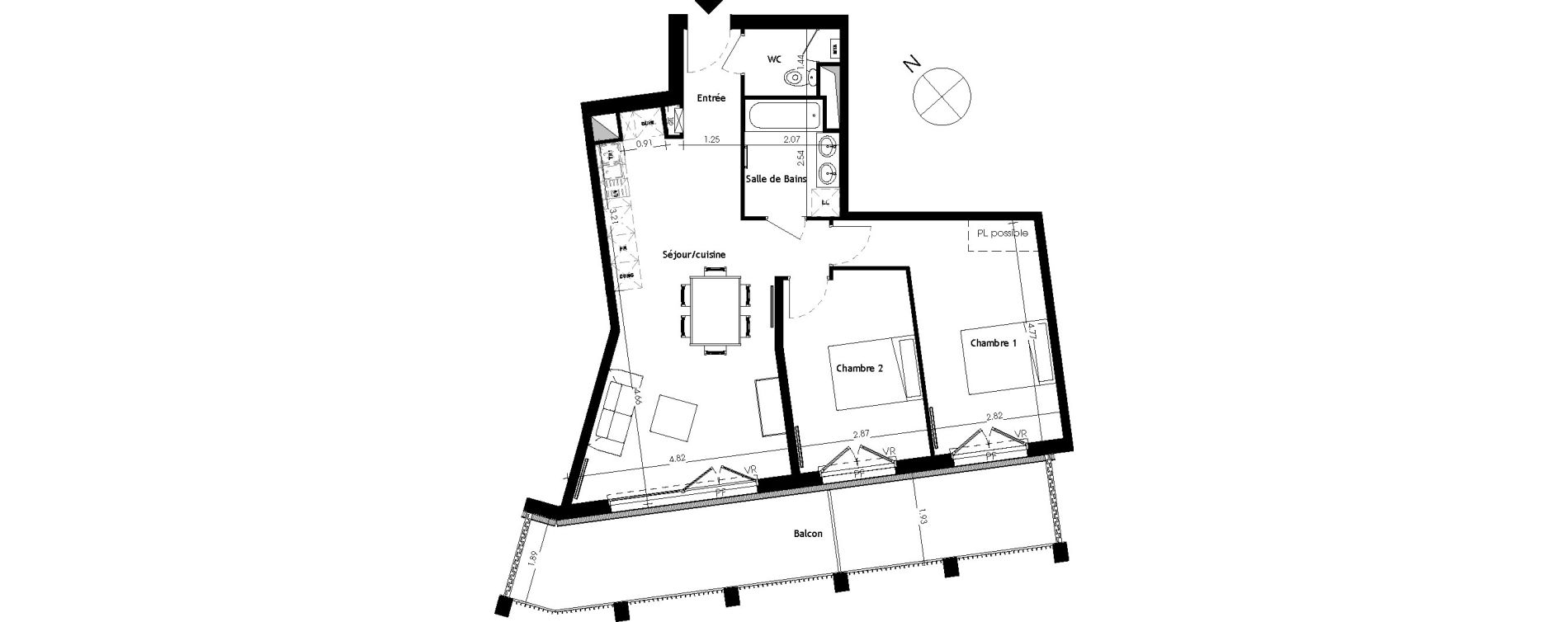 Appartement T3 de 67,63 m2 &agrave; Bordeaux Bastide