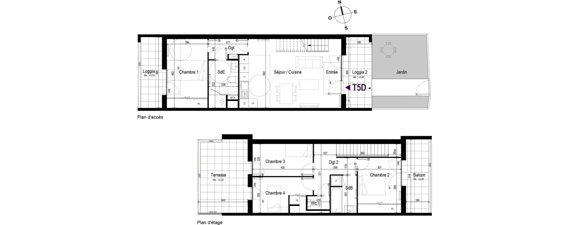 Duplex T5 de 97,00 m2 &agrave; Bordeaux Bastide
