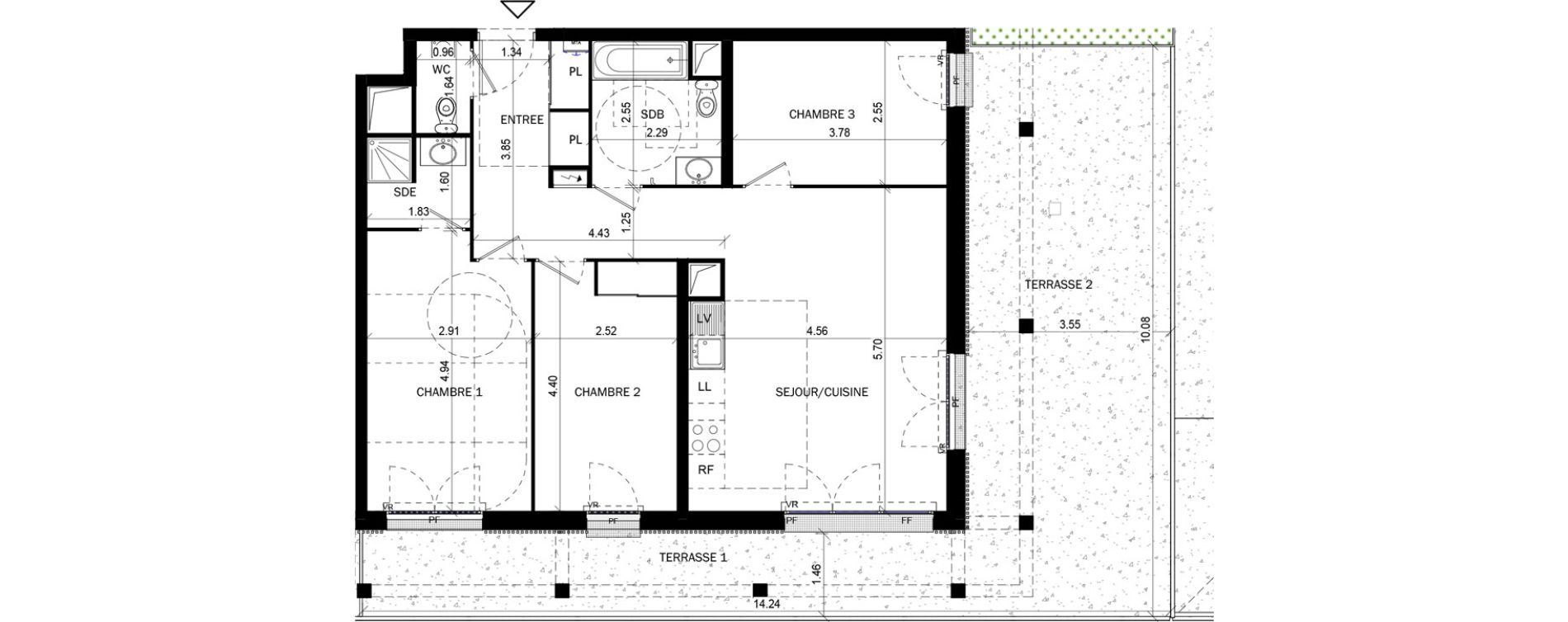 Appartement T4 de 79,49 m2 &agrave; Bordeaux Lac