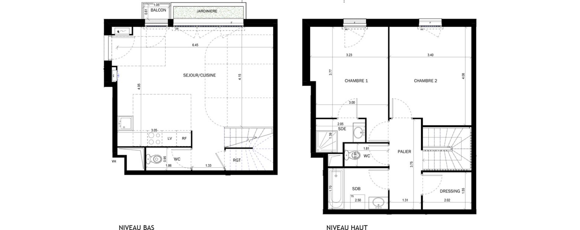 Duplex T3 de 77,15 m2 &agrave; Bordeaux Lac