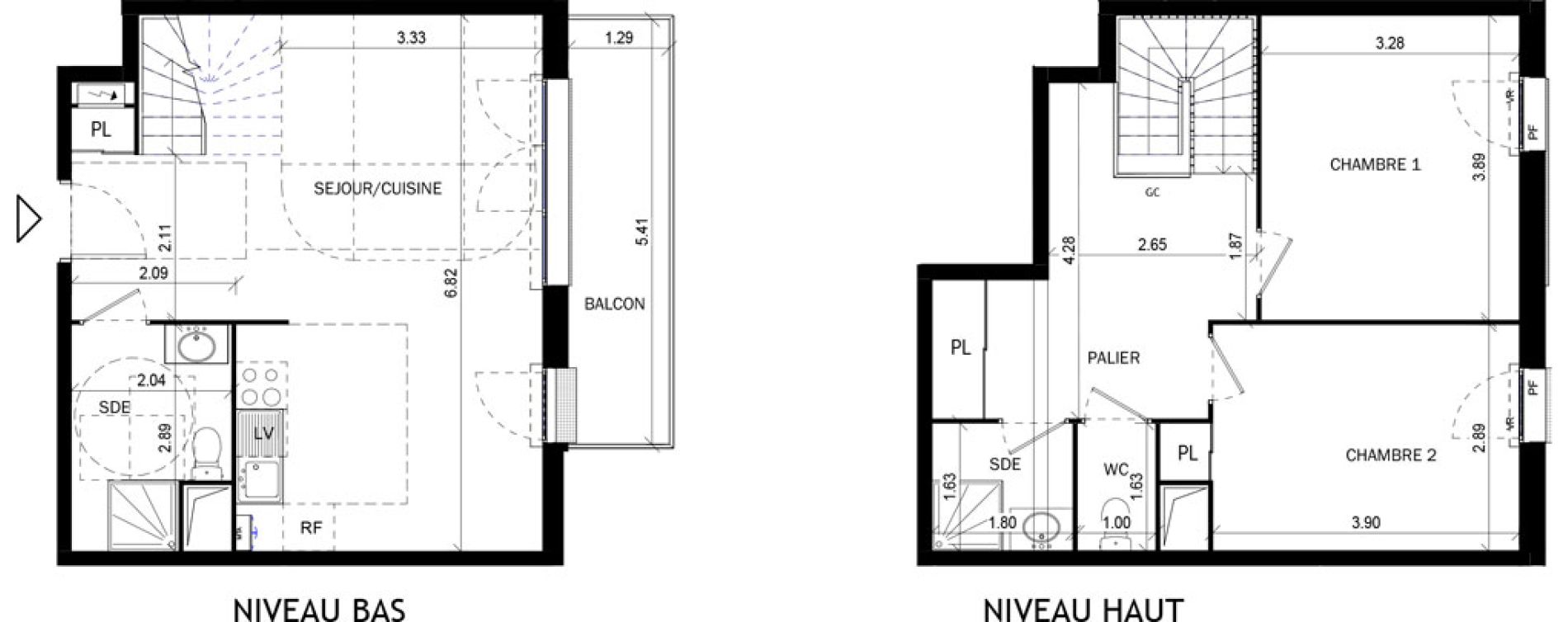 Duplex T3 de 76,20 m2 &agrave; Bordeaux Lac