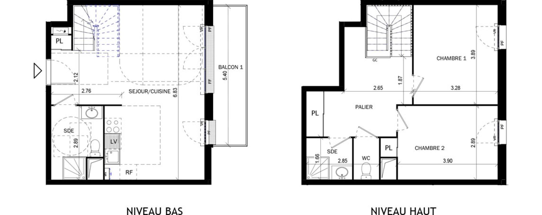 Duplex T3 de 76,19 m2 &agrave; Bordeaux Lac