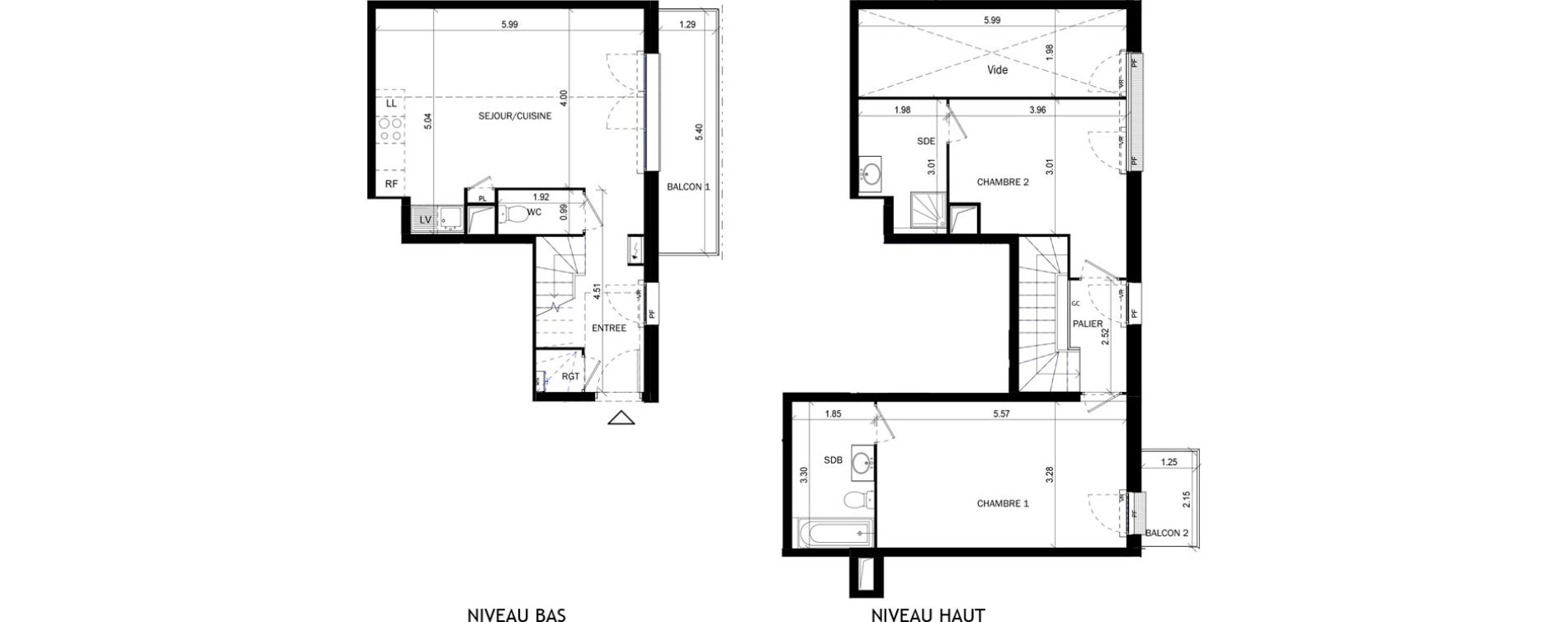 Duplex T3 de 79,07 m2 &agrave; Bordeaux Lac