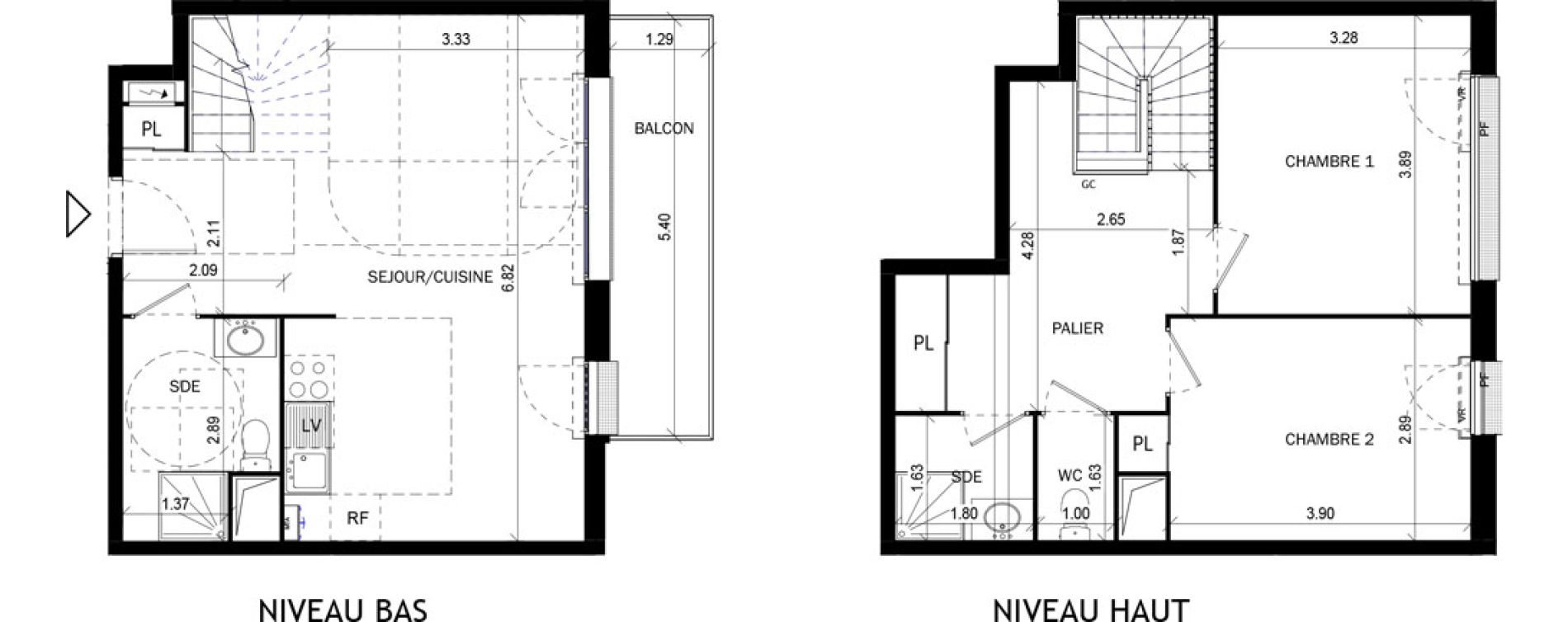 Duplex T3 de 76,19 m2 &agrave; Bordeaux Lac