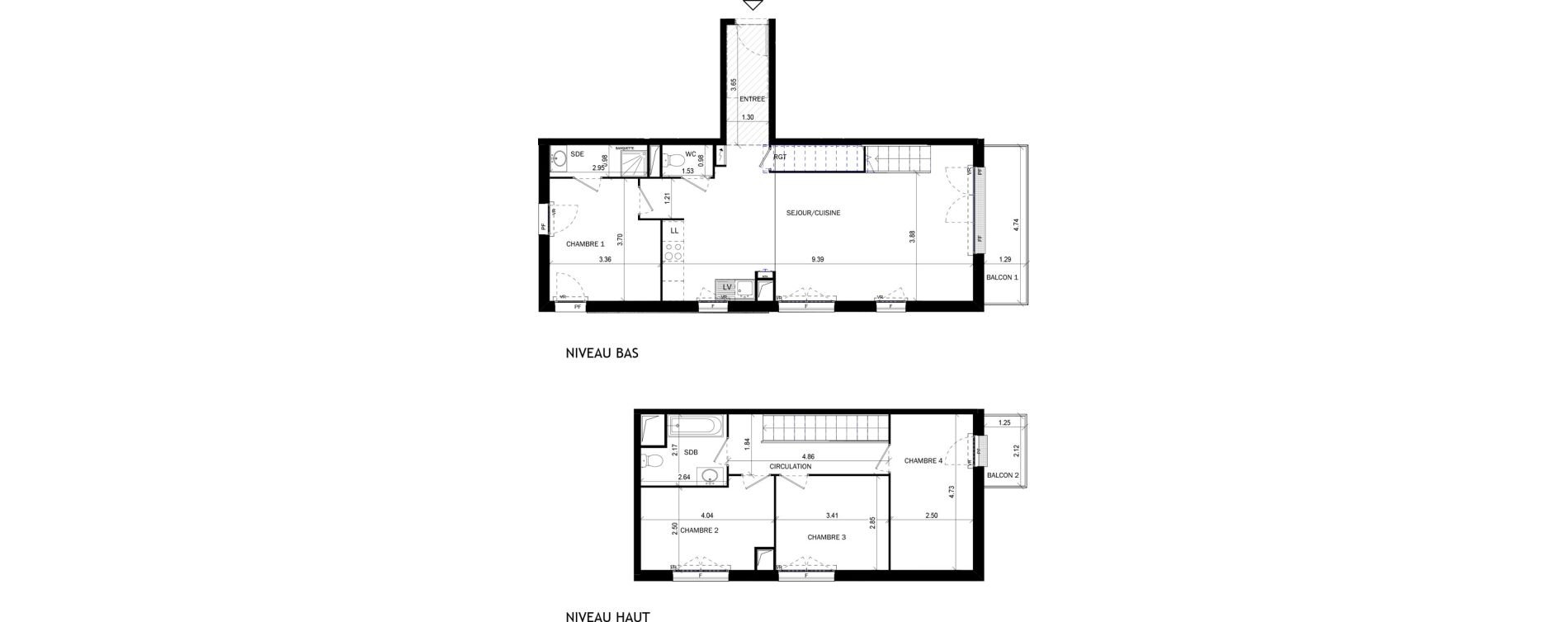 Duplex T5 de 97,54 m2 &agrave; Bordeaux Lac