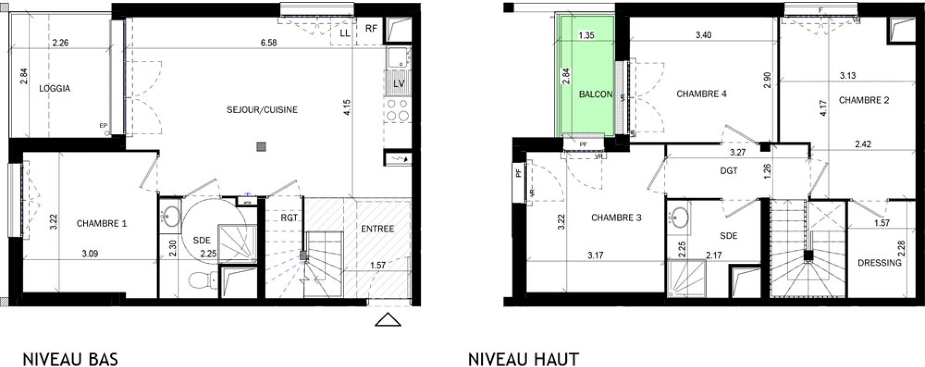 Duplex T5 de 88,72 m2 &agrave; Bordeaux Lac