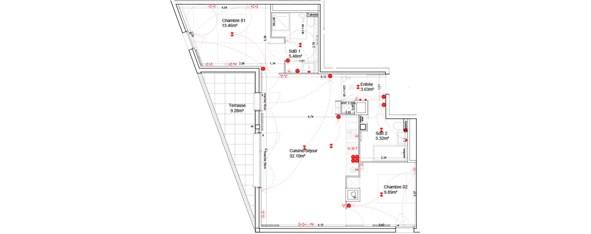 Appartement T3 de 69,88 m2 &agrave; Bordeaux Ginko