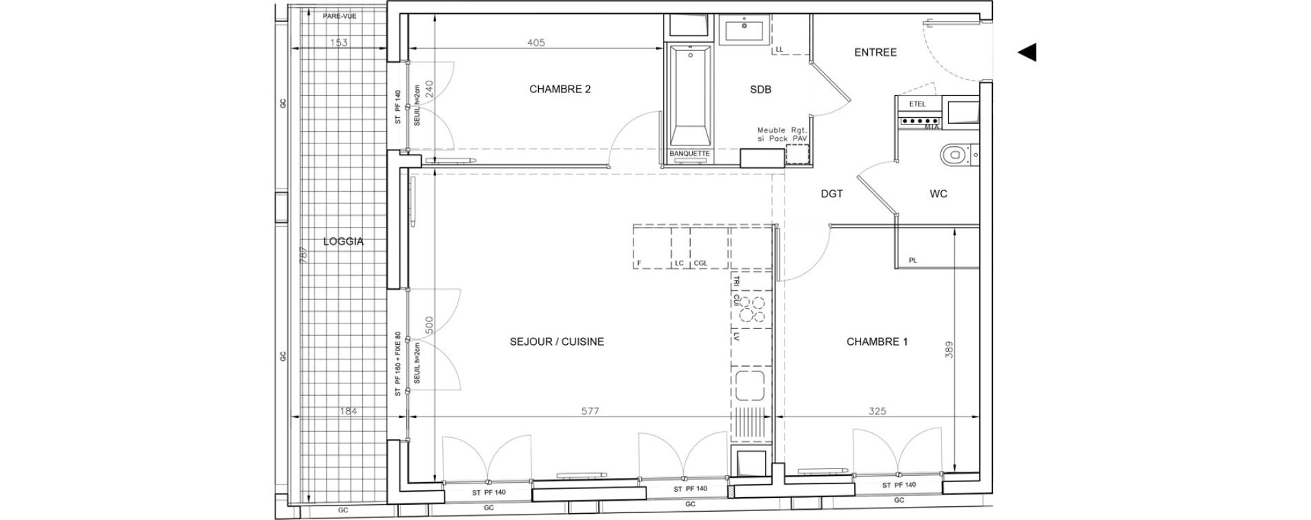 Appartement T3 de 64,45 m2 &agrave; Bordeaux Saint-jean belcier