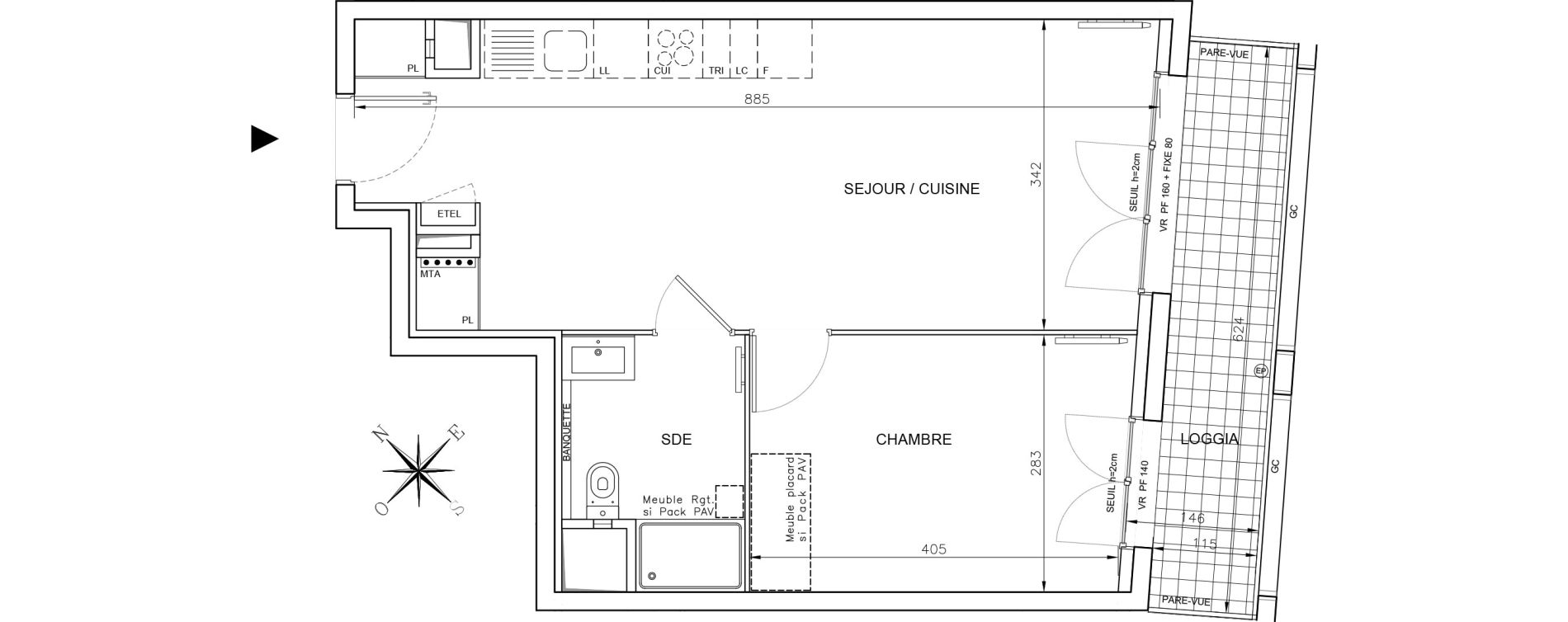 Appartement T2 de 45,03 m2 &agrave; Bordeaux Saint-jean belcier