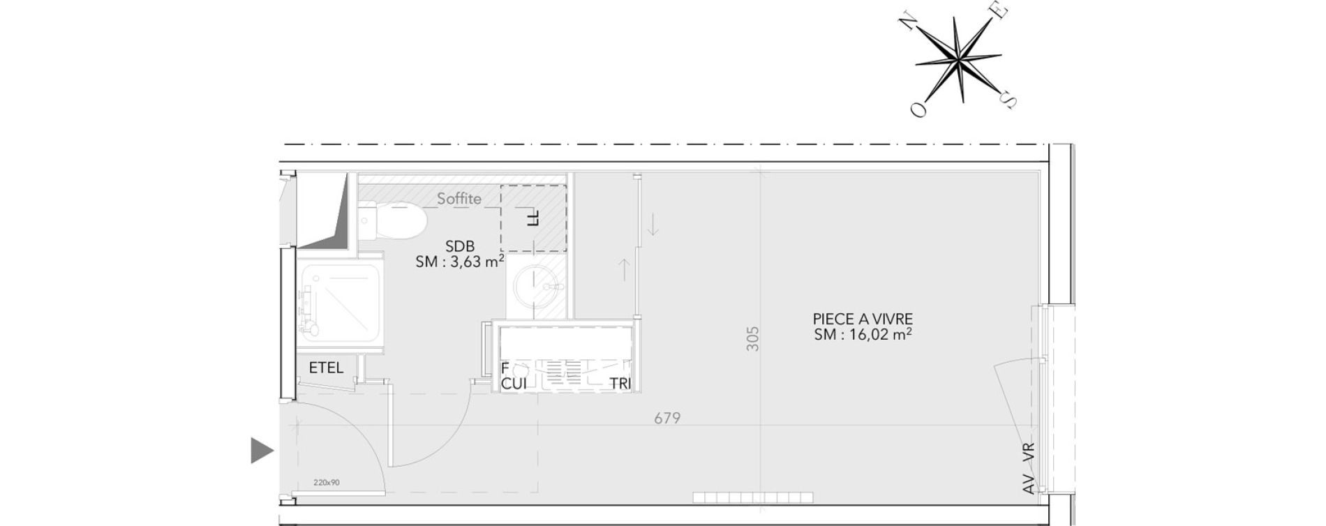Appartement T1 de 19,65 m2 &agrave; Bordeaux Saint-michel