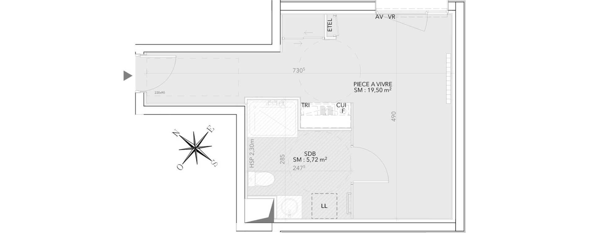 Appartement T1 de 25,22 m2 &agrave; Bordeaux Saint-michel