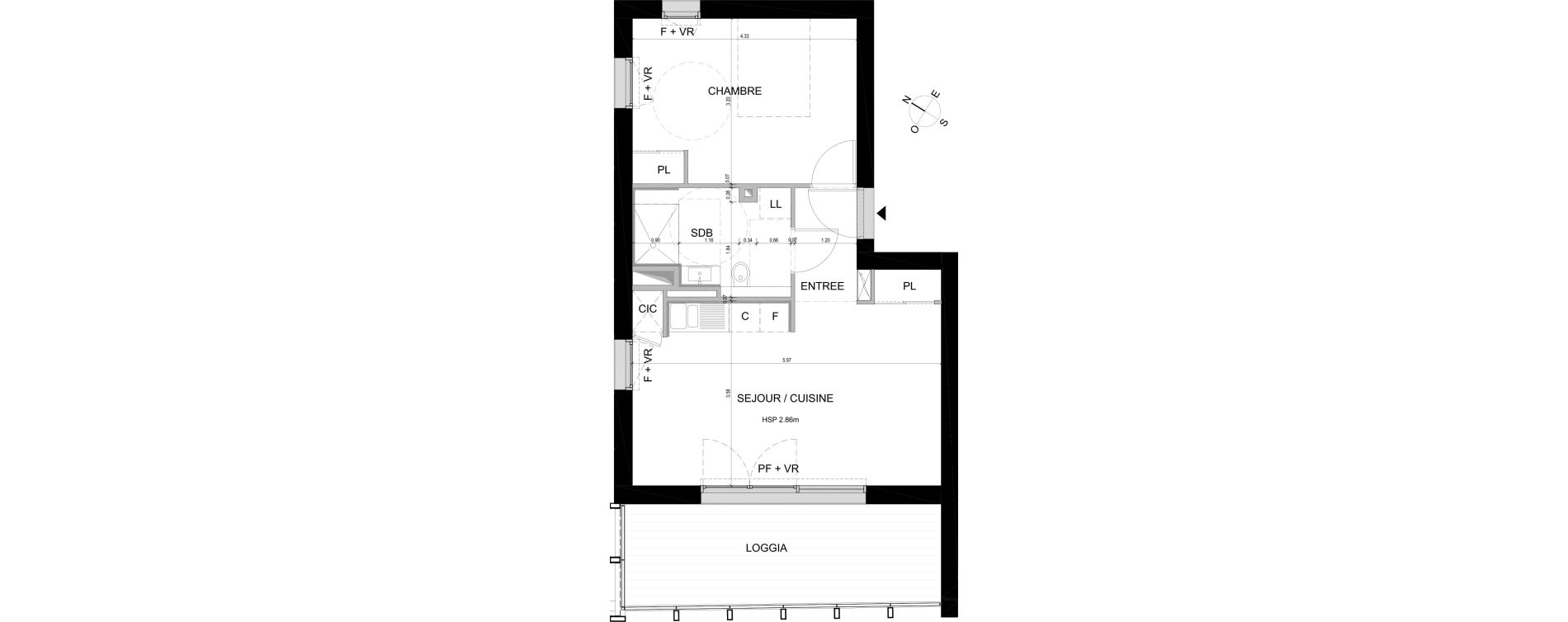 Appartement T2 de 44,50 m2 &agrave; Bordeaux Chartrons