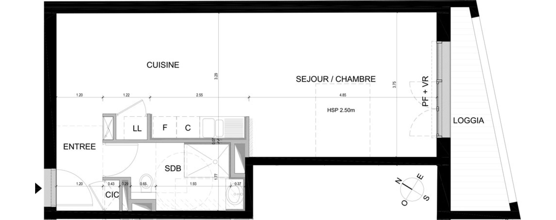 Studio de 42,10 m2 &agrave; Bordeaux Chartrons