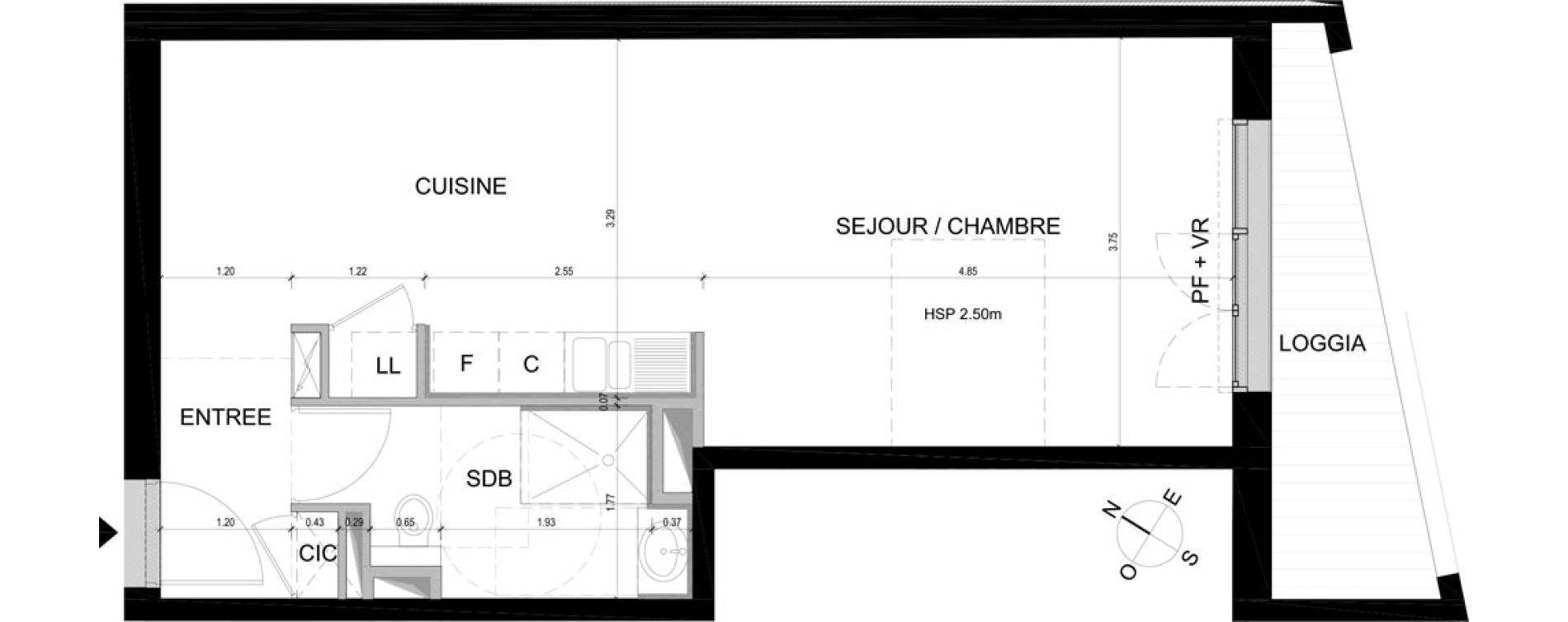 Studio de 42,10 m2 &agrave; Bordeaux Chartrons