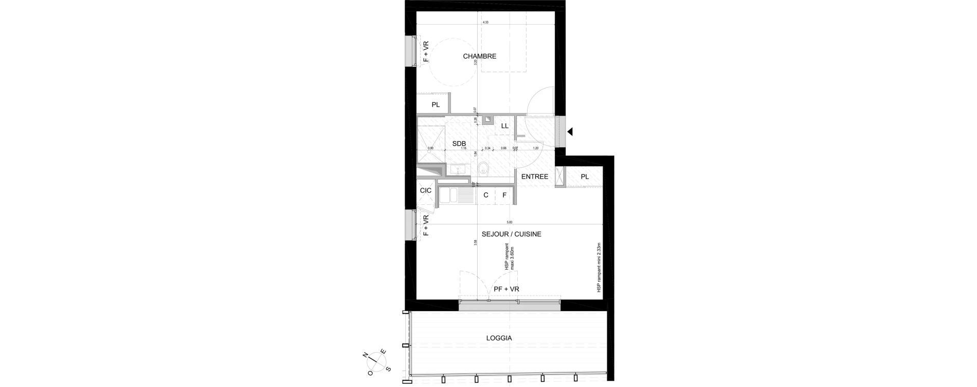 Appartement T2 de 44,00 m2 &agrave; Bordeaux Chartrons
