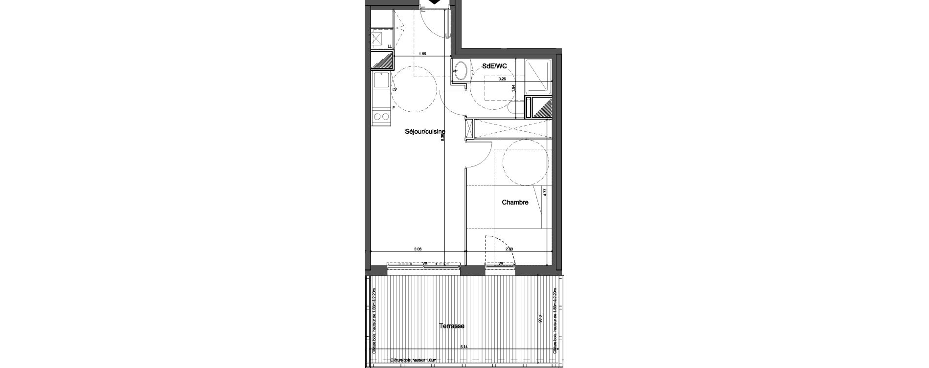 Appartement T2 de 42,60 m2 &agrave; Bordeaux Tivoli