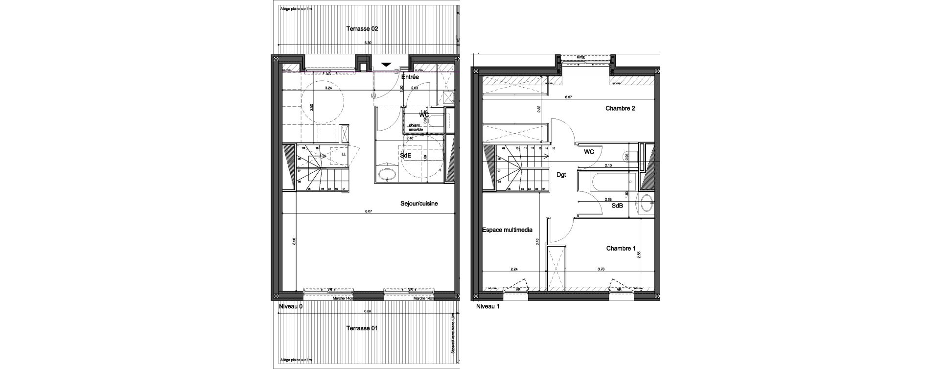 Duplex T3 de 80,50 m2 &agrave; Bordeaux Tivoli